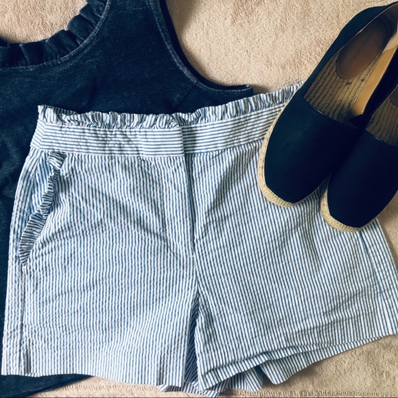 J. Crew Factory | Seersucker Ruffle Shorts - Picture 2 of 3